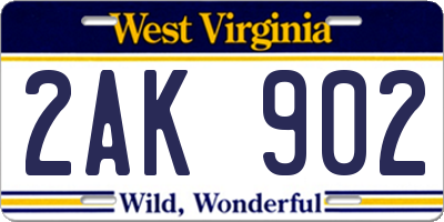 WV license plate 2AK902