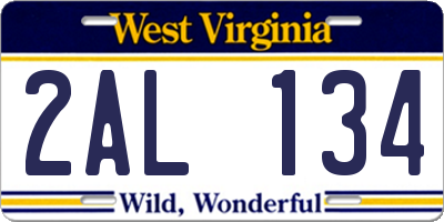 WV license plate 2AL134