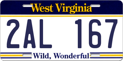 WV license plate 2AL167