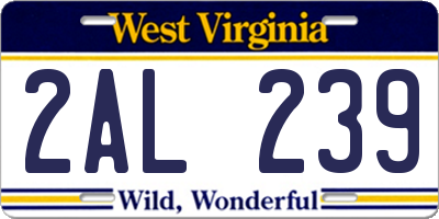 WV license plate 2AL239