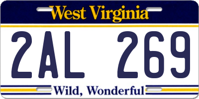 WV license plate 2AL269