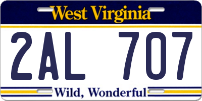 WV license plate 2AL707