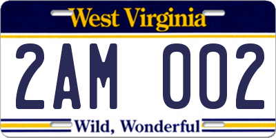 WV license plate 2AM002