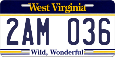WV license plate 2AM036
