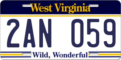 WV license plate 2AN059