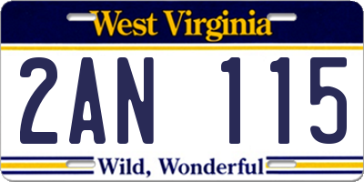WV license plate 2AN115