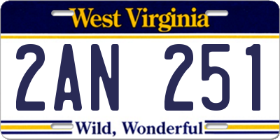 WV license plate 2AN251