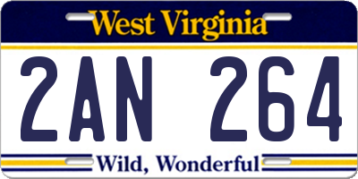 WV license plate 2AN264