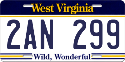 WV license plate 2AN299