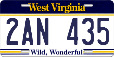 WV license plate 2AN435