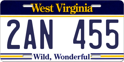WV license plate 2AN455