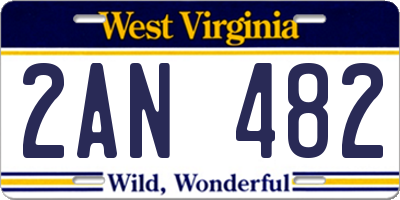 WV license plate 2AN482