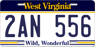 WV license plate 2AN556