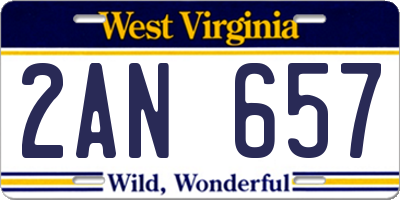 WV license plate 2AN657