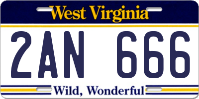 WV license plate 2AN666