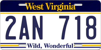 WV license plate 2AN718