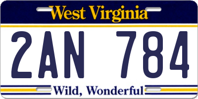 WV license plate 2AN784