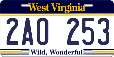 WV license plate 2AO253