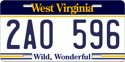WV license plate 2AO596