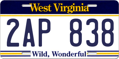 WV license plate 2AP838