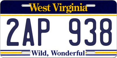 WV license plate 2AP938