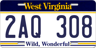 WV license plate 2AQ308