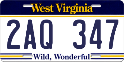 WV license plate 2AQ347
