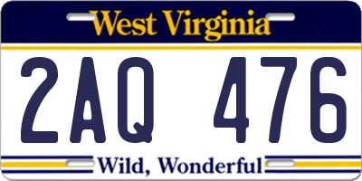 WV license plate 2AQ476