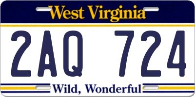 WV license plate 2AQ724