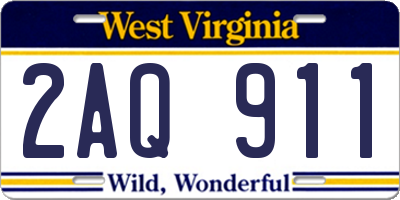 WV license plate 2AQ911