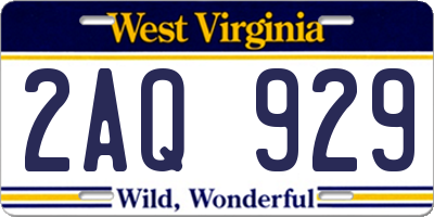 WV license plate 2AQ929