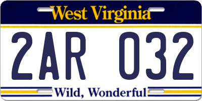 WV license plate 2AR032