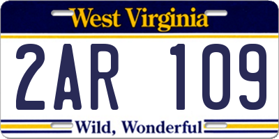 WV license plate 2AR109