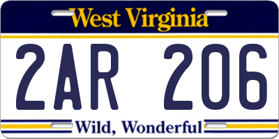 WV license plate 2AR206