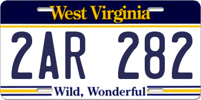 WV license plate 2AR282