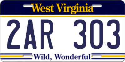 WV license plate 2AR303