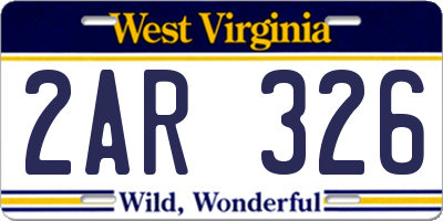 WV license plate 2AR326