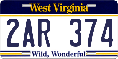 WV license plate 2AR374