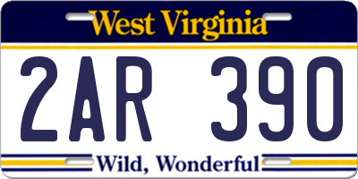 WV license plate 2AR390
