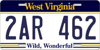 WV license plate 2AR462