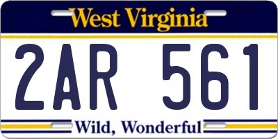 WV license plate 2AR561