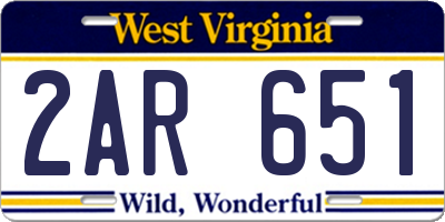 WV license plate 2AR651