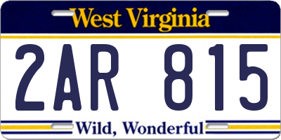 WV license plate 2AR815