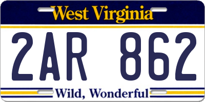 WV license plate 2AR862