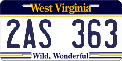 WV license plate 2AS363