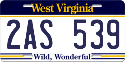 WV license plate 2AS539