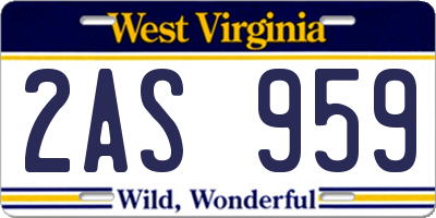 WV license plate 2AS959