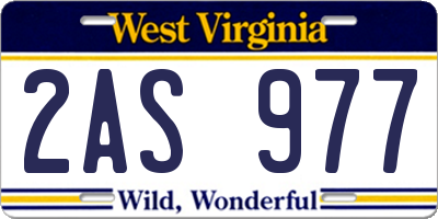 WV license plate 2AS977