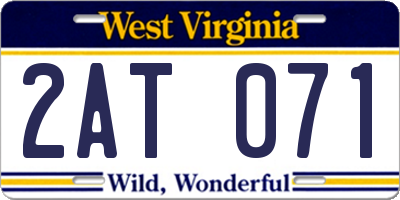 WV license plate 2AT071