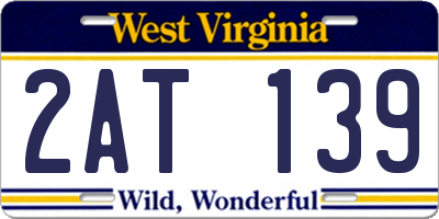 WV license plate 2AT139